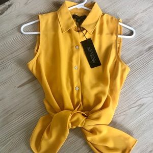 RACHEL ZOE MUSTARD TOP - NWT!
